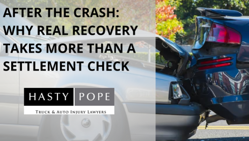 Two vehicles visibly damaged after a rear-end collision on a North Georgia road, highlighting the serious impact of car accidents and the need for trusted legal support in Gainesville and Canton, GA.